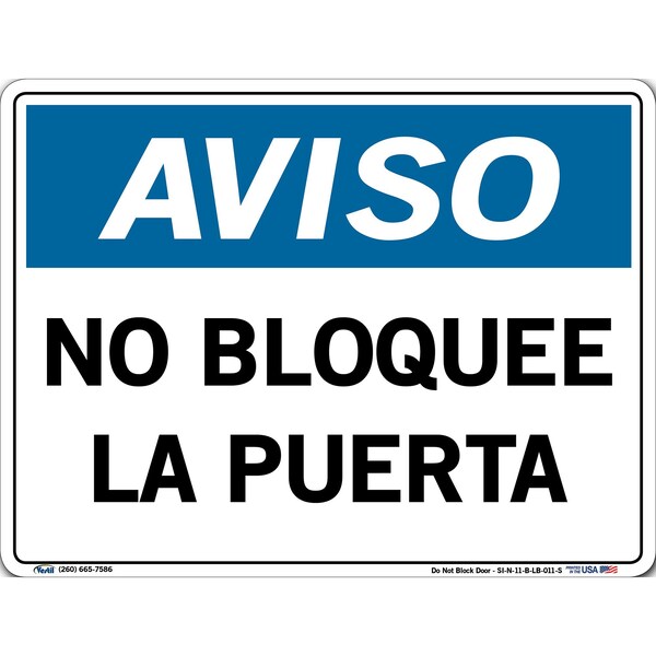 Vinyl Label Sign, 9-1/2" Height, 12-1/2" Width, Vinyl Label, Rectangle, Spanish